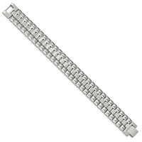 Chisel Stainless Steel Brushed and Polished Heavy Link Bracelet, 8.25" view 2