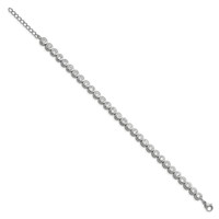Chisel Stainless Steel Polished Round CZ Link Bracelet with 1 Inch Extension, 7" view 2