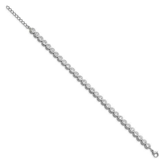 Stainless Steel Polished CZ Tennis Bracelet