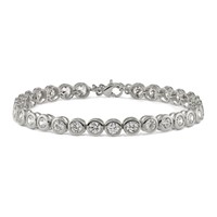 Chisel Stainless Steel Polished Round CZ Link Bracelet with 1 Inch Extension, 7" view 3
