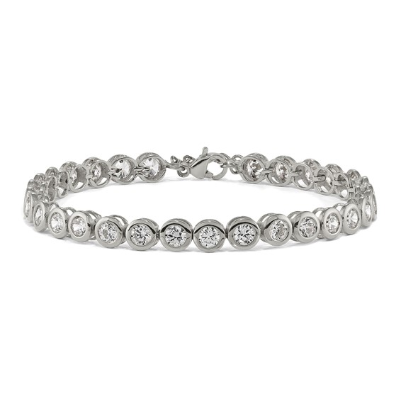 Stainless Steel Polished CZ Tennis Bracelet