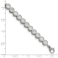 Chisel Stainless Steel Polished Round CZ Link Bracelet with 1 Inch Extension, 7" view 4