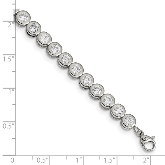 Stainless Steel Polished CZ Tennis Bracelet