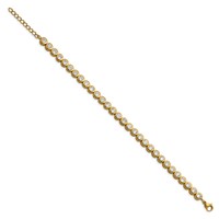 Chisel Stainless Steel Polished Yellow IP-plated Round CZ Link Bracelet with 1 Inch Extension, 7" view 2