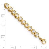 Chisel Stainless Steel Polished Yellow IP-plated Round CZ Link Bracelet with 1 Inch Extension, 7" view 4