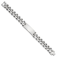 Chisel Stainless Steel Polished Curb Link ID Bracelet, 8.75" view 3