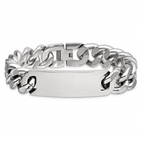Chisel Stainless Steel Polished Curb Link ID Bracelet, 8.75" view 4