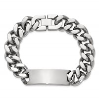 Chisel Stainless Steel Polished Curb Link ID Bracelet, 8.75" view 5
