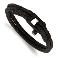 Chisel Stainless Steel Polished Black IP-plated Black Woven Nylon and Cotton Bracelet, 8.5" view 1