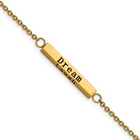 Chisel Stainless Steel Polished Yellow IP-plated with CZ Love Dream Laugh Enjoy the Little Things Bracelet with 1.5 Inch Extension, 7" view 5