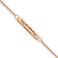 Chisel Stainless Steel Polished Rose IP-plated with CZ Love Dream Laugh Enjoy the Little Things Bracelet with 1.5 Inch Extension, 7" view 1