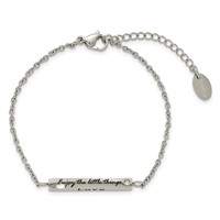 Chisel Stainless Steel Polished with CZ Love Dream Laugh Enjoy the Little Things Bracelet with 1.5 Inch Extension, 7" view 4