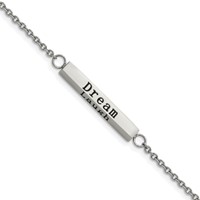Chisel Stainless Steel Polished with CZ Love Dream Laugh Enjoy the Little Things Bracelet with 1.5 Inch Extension, 7" view 5