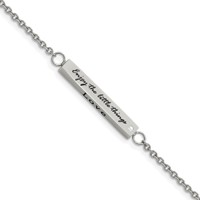 Chisel Stainless Steel Polished with CZ Love Dream Laugh Enjoy the Little Things Bracelet with 1.5 Inch Extension, 7" view 1