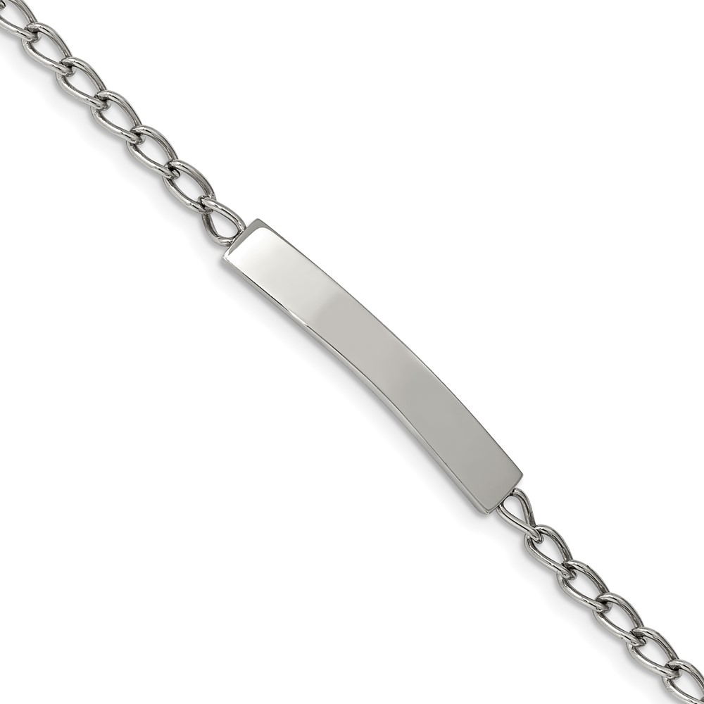 Chisel Stainless Steel Polished Curb Chain ID Bracelet, 8.5"