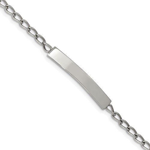 Chisel Stainless Steel Polished Curb Chain ID Bracelet, 8.5"