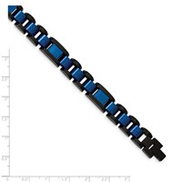 Chisel Stainless Steel Brushed and Polished Black and Blue IP-plated Open Link Bracelet, 8.75" view 4