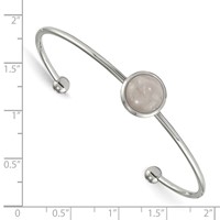 Chisel Stainless Steel Polished Bangle with Rose Quartz Cuff view 2