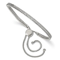 Chisel Stainless Steel Polished Bracelet with CZ 2 Strand Adjustable view 1