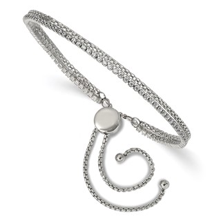 Chisel Stainless Steel Polished with CZ 2 Strand Adjustable Bracelet