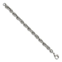Chisel Stainless Steel Polished and Textured Fancy Rope Bracelet, 8" view 2