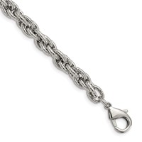 Chisel Stainless Steel Polished and Textured Fancy Rope Bracelet, 8" view 1
