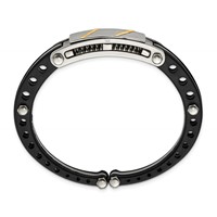 Chisel Stainless Steel Polished Bangle with Black Pvc and 14K Gold Inlay Hinged view 3