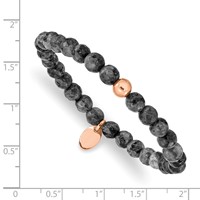 Chisel Stainless Steel Polished Rose IP-plated 6mm Spectrolite Beaded Stretch Bracelet view 3