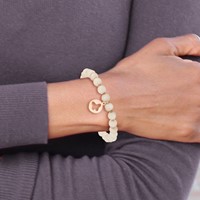 Chisel Stainless Steel Polished Rose IP-plated Butterfly 6mm Pink Agate Beaded Stretch Bracelet with Tassel view 5