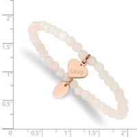 Chisel Stainless Steel Polished Rose IP-plated Love Heart 4mm Jade Beaded Stretch Bracelet view 3