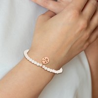 Chisel Stainless Steel Polished Rose IP-plated Stars 4mm White Jade Beaded Stretch Bracelet view 4