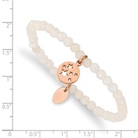 Chisel Stainless Steel Polished Rose IP-plated Stars 4mm White Jade Beaded Stretch Bracelet view 3