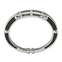 Chisel Stainless Steel Brushed and Polished Bangle with Black Carbon Fiber Inlay Hinged view 3
