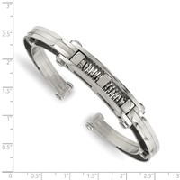 Chisel Stainless Steel Brushed and Polished Bangle with Black Carbon Fiber Inlay Hinged view 5