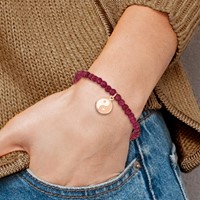 Chisel Stainless Steel Polished and Satin Rose IP-plated YingYang 4mm Red Jade Beaded Stretch Bracelet view 4