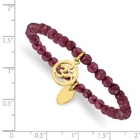 Chisel Stainless Steel Polished Yellow IP-plated Ohm 4mm Purple Jade Beaded Stretch Bracelet view 3