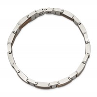 Chsiel Stainless Steel Polished Bracelet with Tiger's Eye Inlay Link, 8.5" view 4