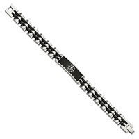 Stainless Steel Brushed and Polished Black IP-plated ID Bracelet, 8.25" view 2