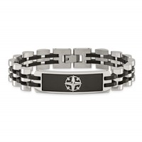 Stainless Steel Brushed and Polished Black IP-plated ID Bracelet, 8.25" view 3