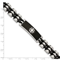 Stainless Steel Brushed and Polished Black IP-plated ID Bracelet, 8.25" view 4
