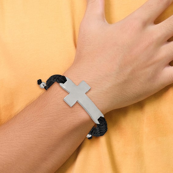 Stainless Steel Cross Adjsutable ID Bracelet