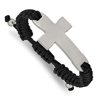 Stainless Steel Cross Adjsutable ID Bracelet