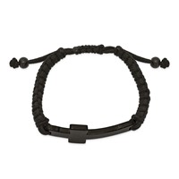 Chisel Stainless Steel Polished Black IP-plated Cross Black Nylon Adjustable Bracelet view 2