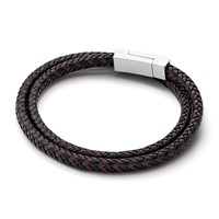 Chisel Stainless Steel Polished Black and Brown Braided Leather Wrap Bracelet, 15.75" view 5