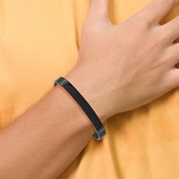 Chisel Stainless Steel Polished Black IP-plated 9mm Cuff Bangle view 5