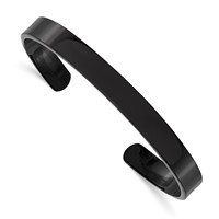 Chisel Stainless Steel Polished Black IP-plated 9mm Cuff Bangle view 1