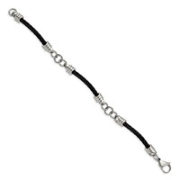 Chisel Stainless Steel Polished Black IP-plated Cable Bracelet - 9in view 3