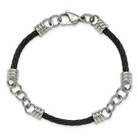 Chisel Stainless Steel Polished Black IP-plated Cable Bracelet - 9in view 4