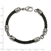 Chisel Stainless Steel Polished Black IP-plated Cable Bracelet - 9in view 5