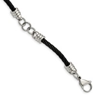 Chisel Stainless Steel Polished Black IP-plated Cable Bracelet - 9in view 1